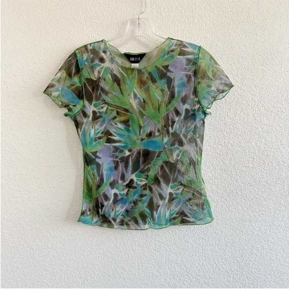 Kim Shui Green Mesh Print Top and Skirt Set - Picture 5 of 9